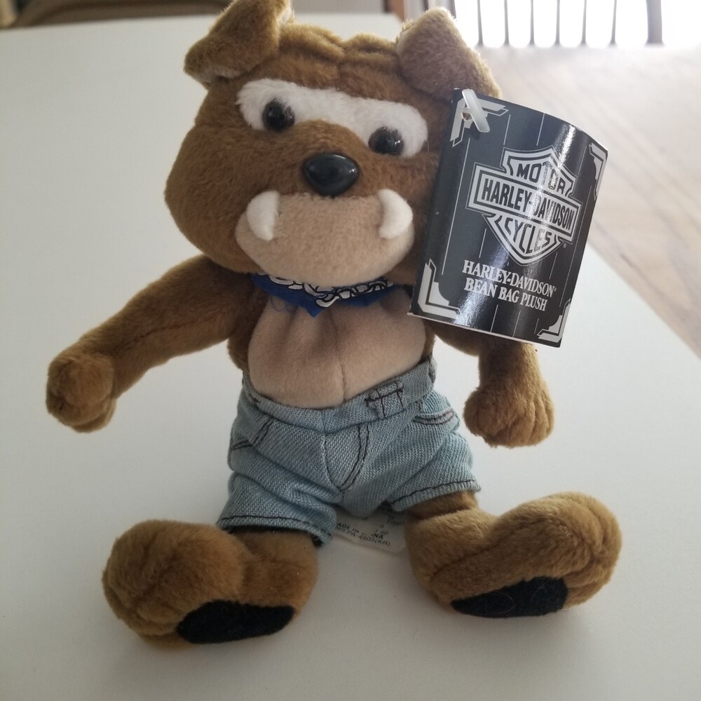 Harley Davidson Spike Bull Dog Bean Bag Plush Retired W Tag 5.5 1998 Original